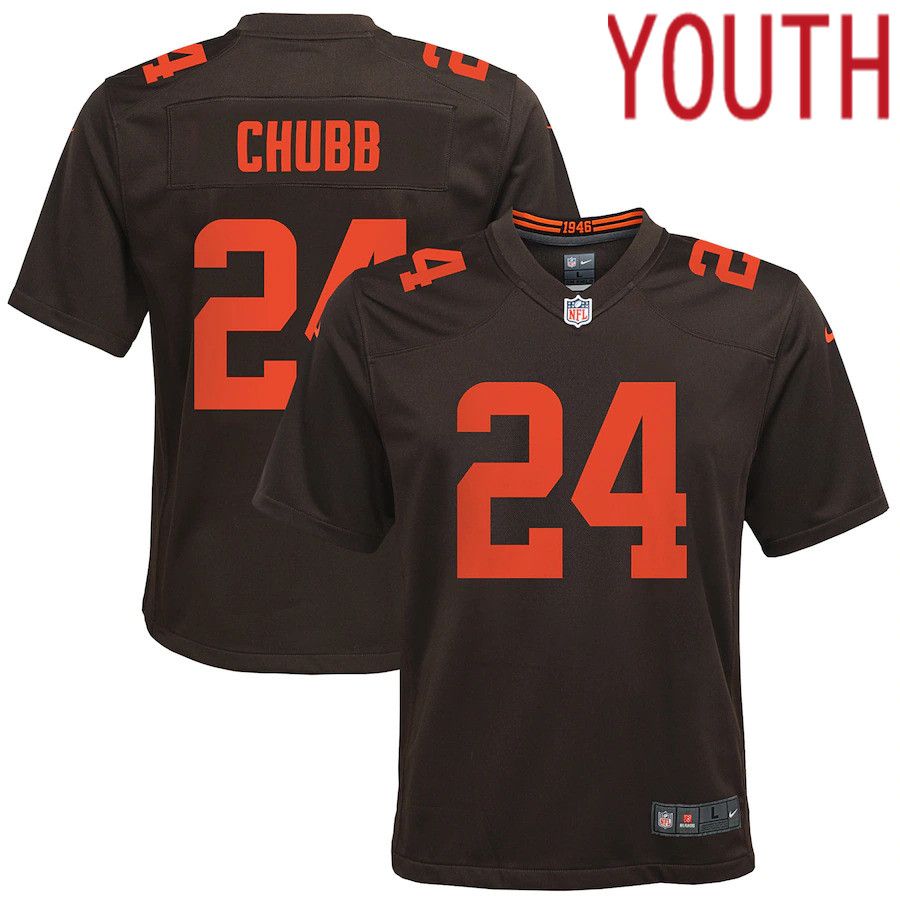 Youth Cleveland Browns #24 Nick Chubb Nike Brown Alternate Game NFL Jersey->women nfl jersey->Women Jersey